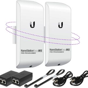 Wireless Bridge LOCOM5 PRE-Programmed Bundle of 2 Ubiquiti Nanostation LOCO M5