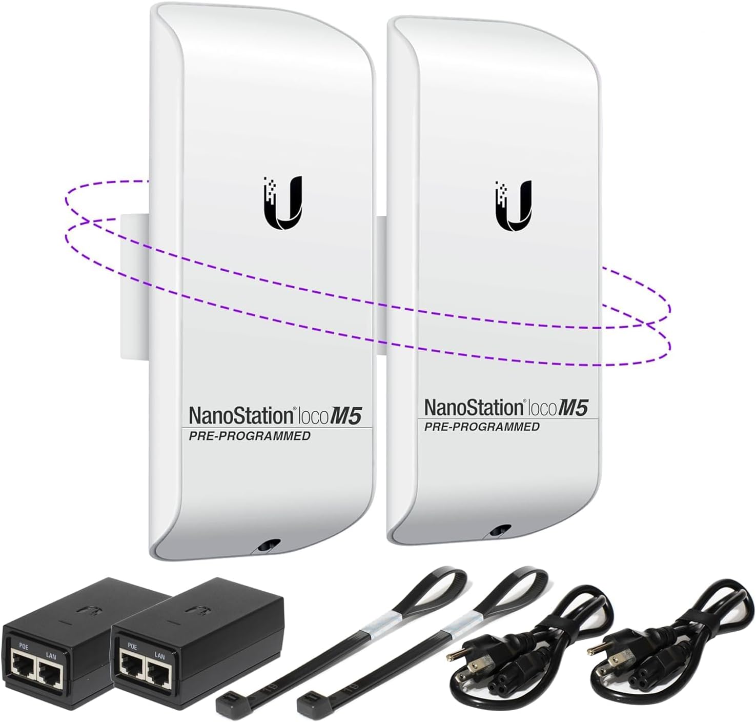 Wireless Bridge LOCOM5 PRE-Programmed Bundle of 2 Ubiquiti Nanostation LOCO M5