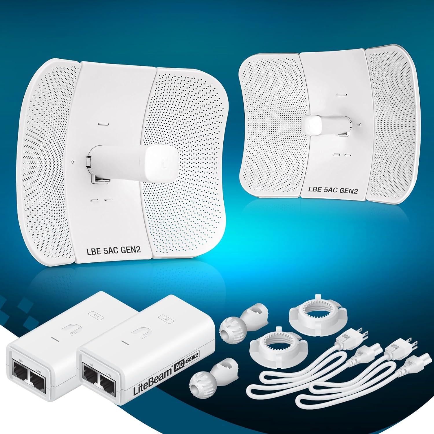Wireless Bridge LBE-5AC-GEN2 PRE-CONFIGURED Bundle of 2 Ubiquiti LiteBeam 5AC GEN2